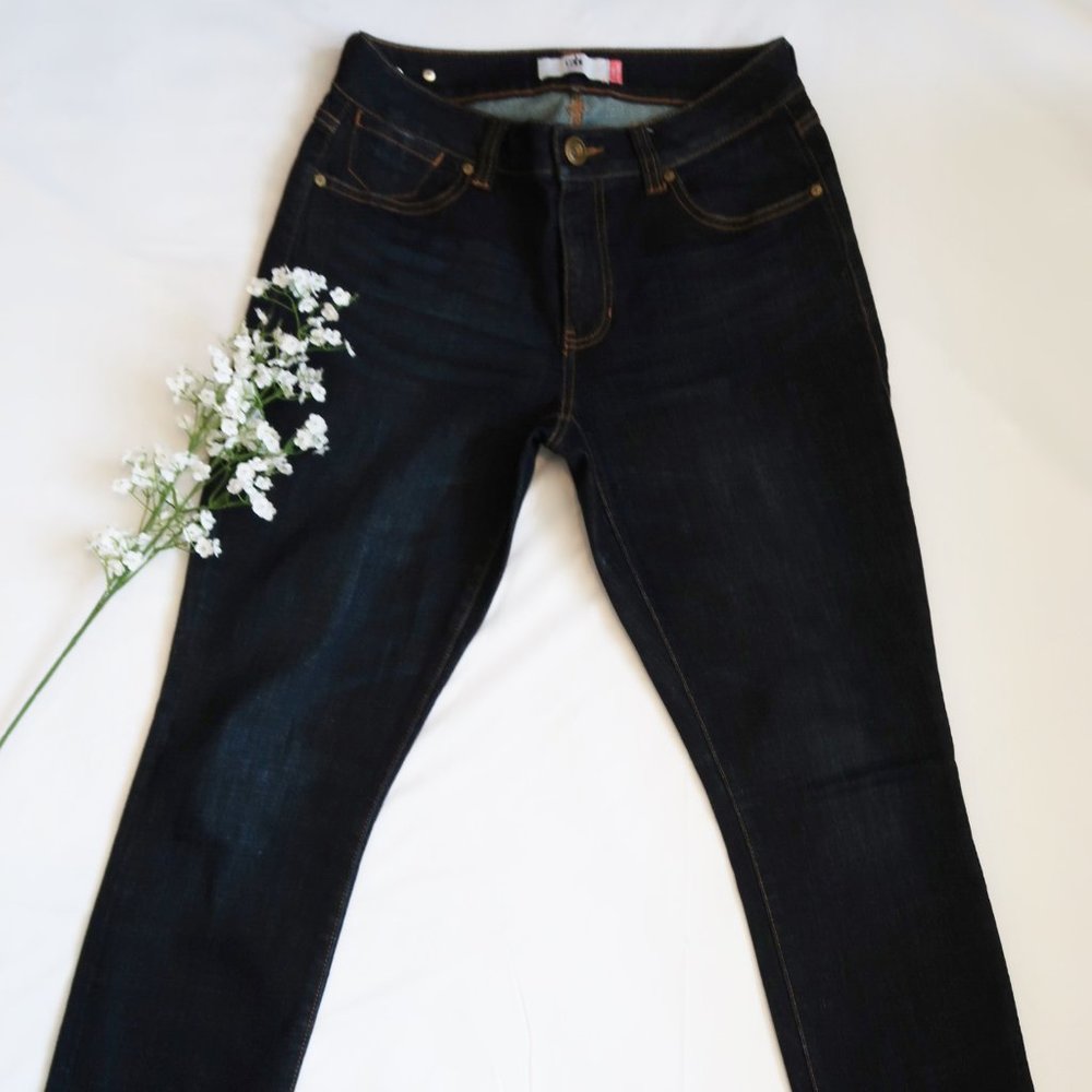Dark Wash High Straight Cut Jeans